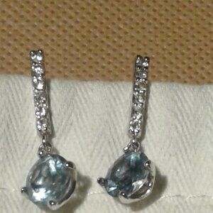 New! Dangle Earring Blue or Clear Faceted Crystal